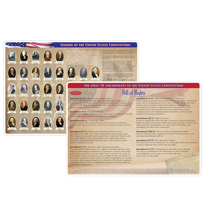 2 Sided Learning Mat Constitution Bill Of Rights Smart Poly (Pack of 10) - Government - Ashley Productions