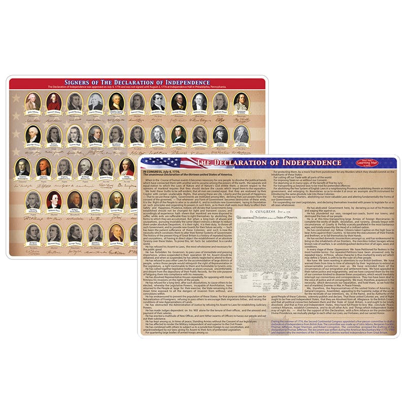 2 Sided Learning Mat Declaration Of Independence Smart Poly (Pack of 10) - History - Ashley Productions