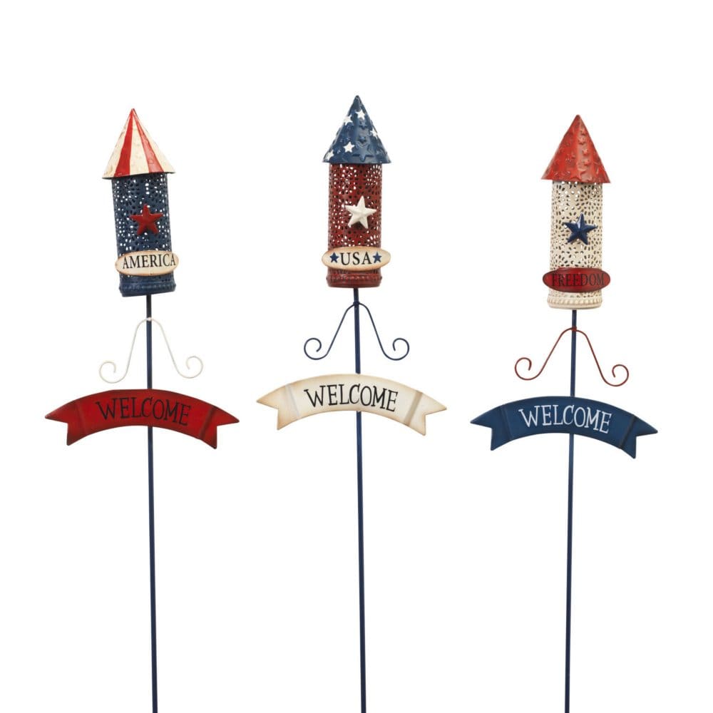 21 Americana Firework Yard Stakes Set of 3 - Outdoor Decorative Accents - Americana