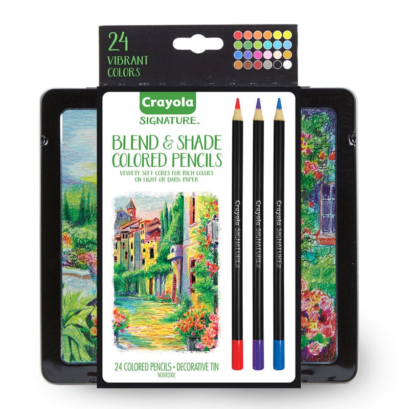 24Ct Blend & Shade Colored Pencils with Tin - Colored Pencils - Crayola LLC