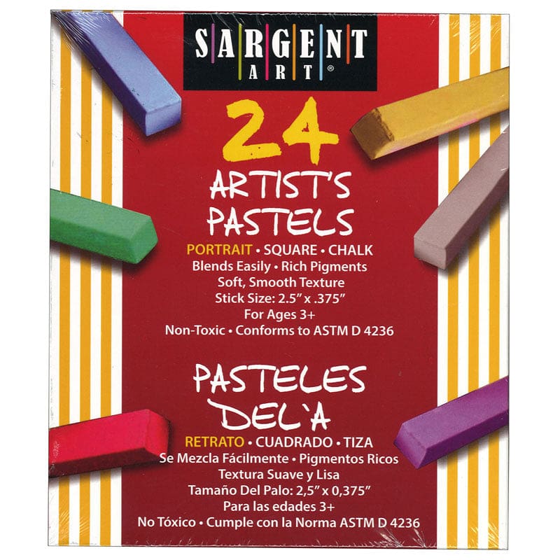 24Ct Portrait Color Artists Chalk Pastels Lift Lid Box (Pack of 3) - Pastels - Sargent Art Inc.