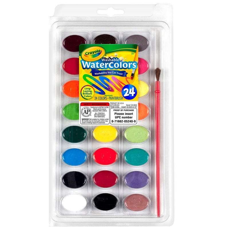 24Ct Washable Watercolor Pans With Plastic Handled Brush (Pack of 8) - Paint - Crayola LLC