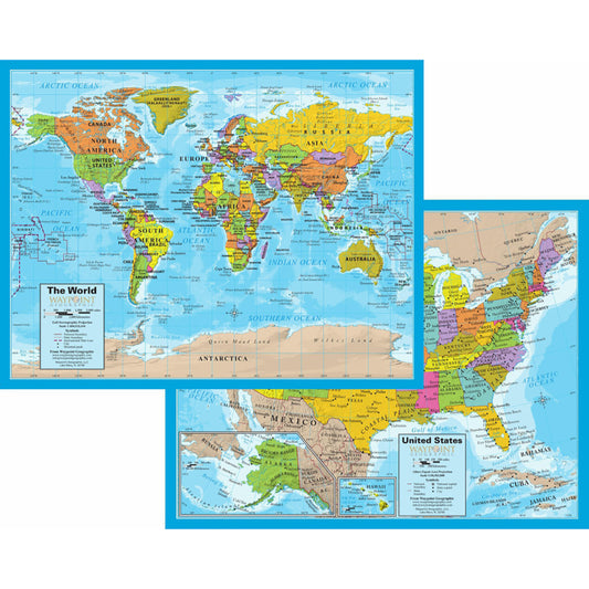 12Ct World/Usa Laminate Notebok Map