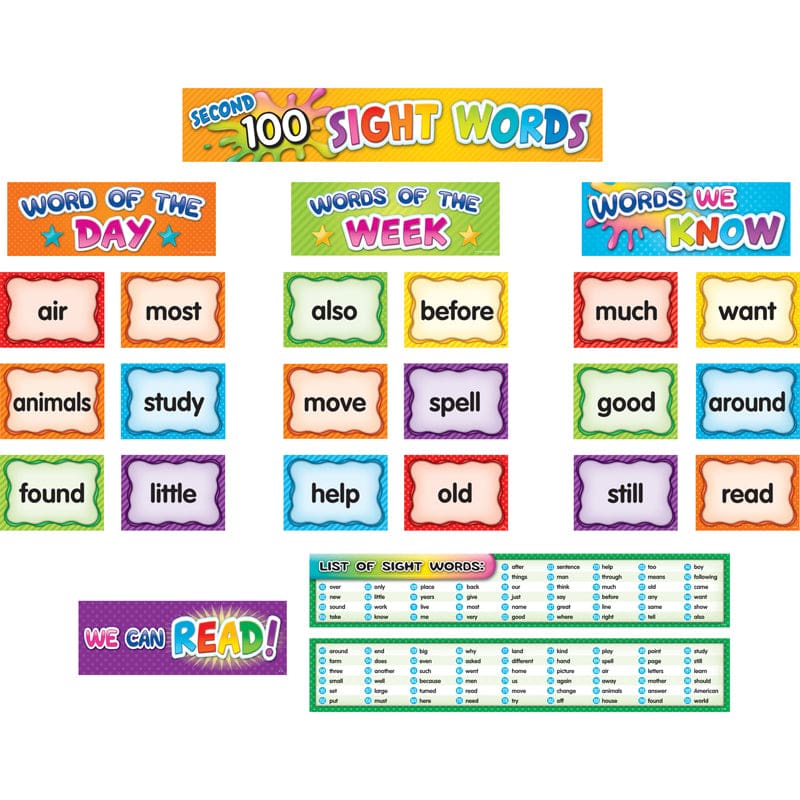 2Nd 100 Sight Word Pockt Chrt Cards (Pack of 6) - Sight Words - Teacher Created Resources