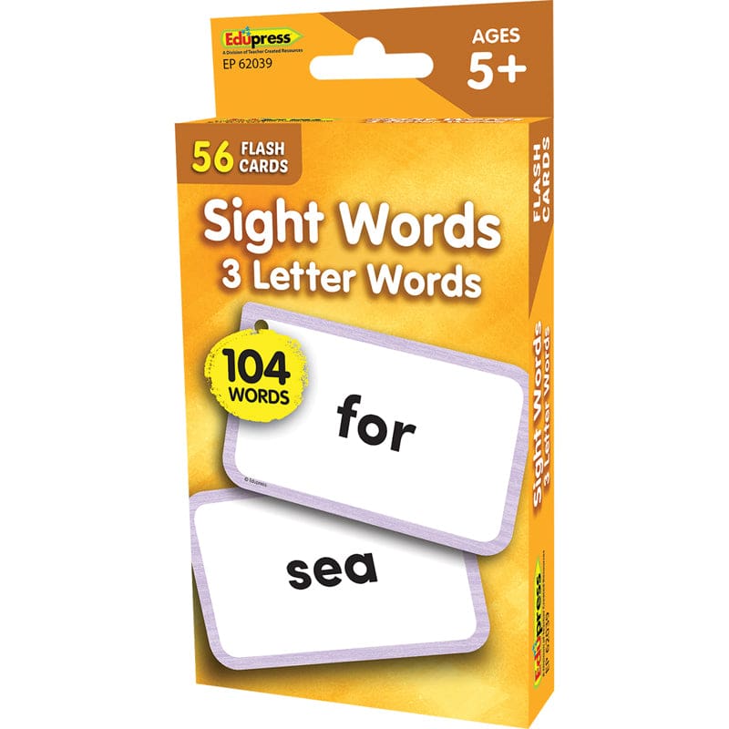 3 Letter Words Flash Cards Sight Words (Pack of 10) - Sight Words - Teacher Created Resources