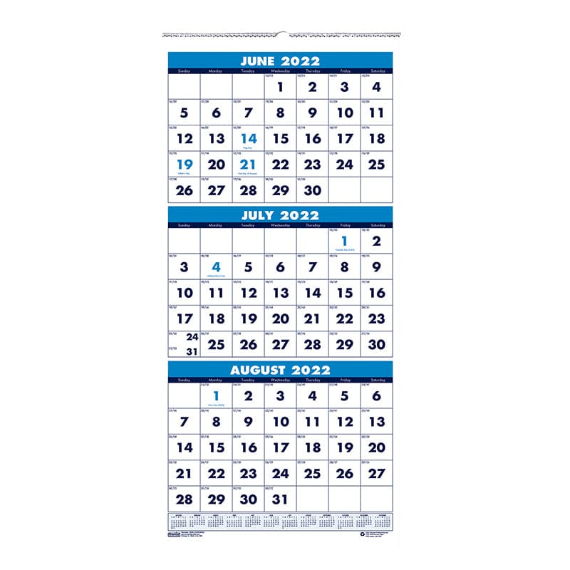 3 Mnth Vertical Wall Calndr Jun-Jul Academic (Pack of 3) - Calendars - House Of Doolittle