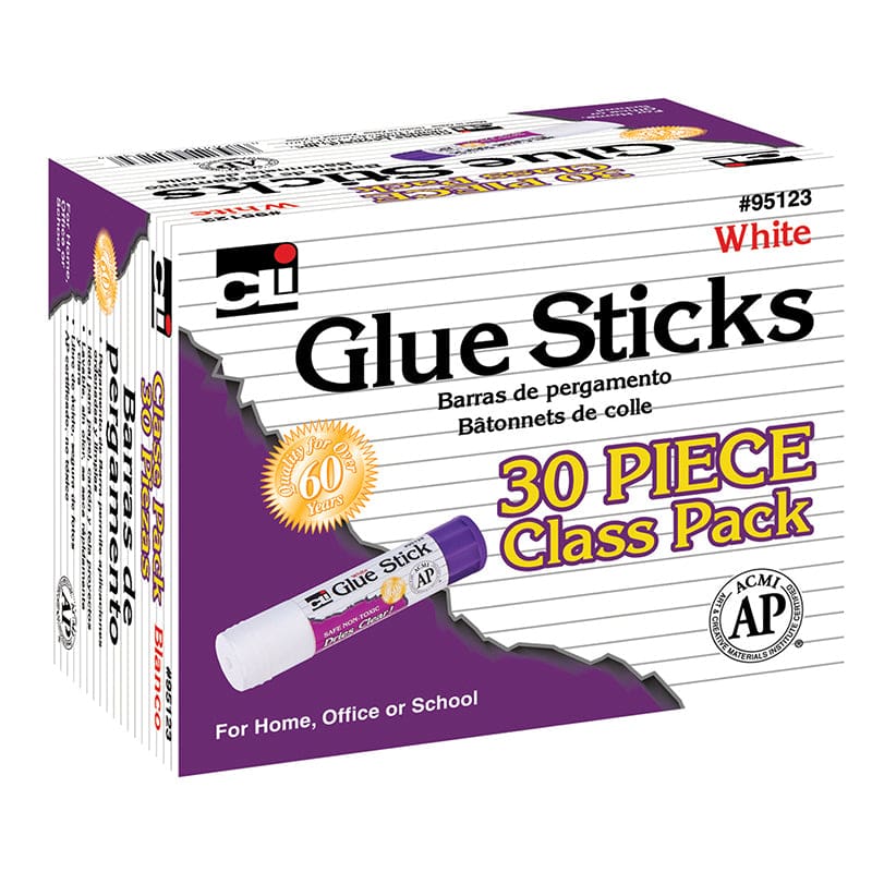 30 Pk White Glue Sticks (Pack of 3) - Glue/Adhesives - Charles Leonard