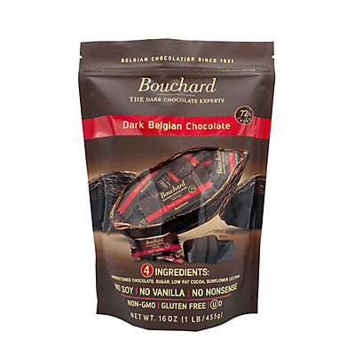 Bouchard Belgian Dark 72% Chocolate Bites, 16 oz.
