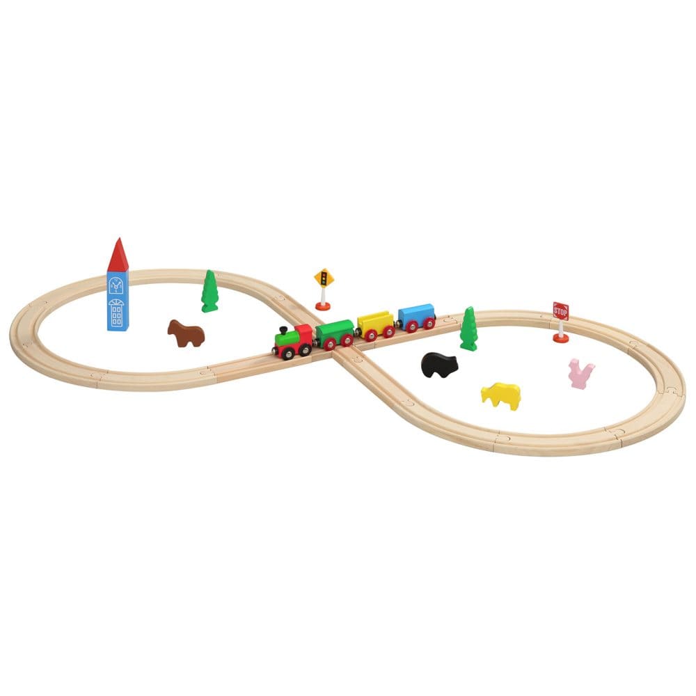 32 Piece Figure 8 Wooden Train Set - Kids Toys By Age - Unknown