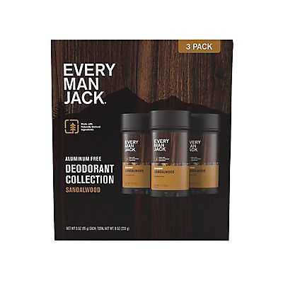 Every Man Jack Sandalwood Deodorant, 3 pk.
