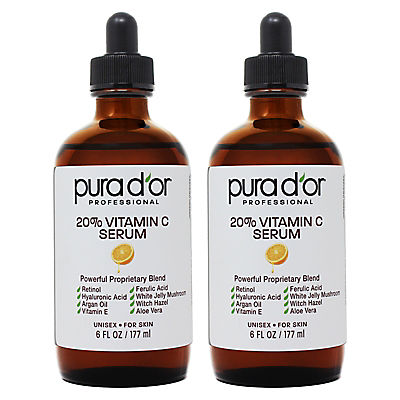 PURA D'OR Professional Strength 20% Vitamin C Serum with Retinol, 12 oz.