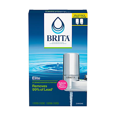 Brita Faucet Mount System with Filter Change Reminder and 2 Replacement Filters - Chrome