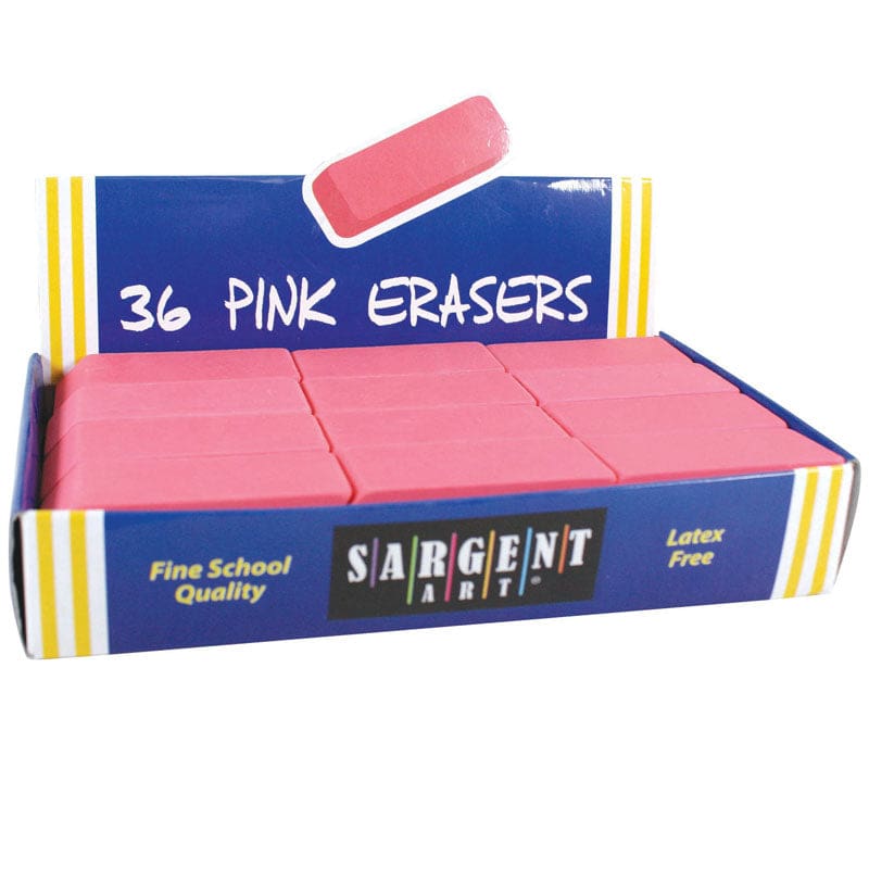 36Ct Large Pink Eraser Pack (Pack of 6) - Erasers - Sargent Art Inc.