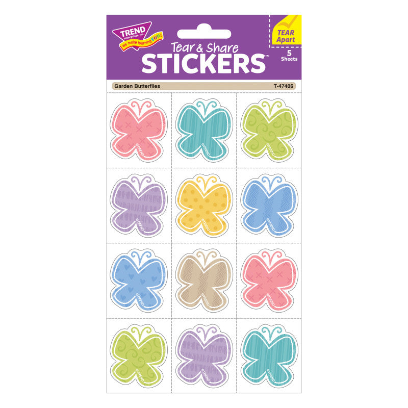 Garden Butterflies Stickers Tear & Share (Pack of 12)