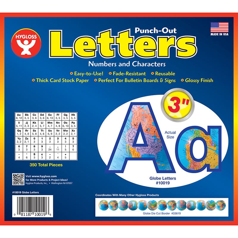 3In Punch Out Letters Globes (Pack of 6) - Letters - Hygloss Products Inc.
