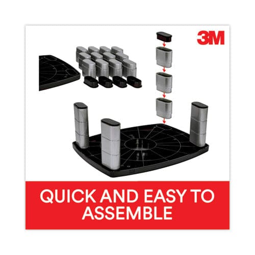 3M Adjustable Height Monitor Stand 15 X 12 X 2.63 To 5.78 Black/silver Supports 80 Lbs - School Supplies - 3M™