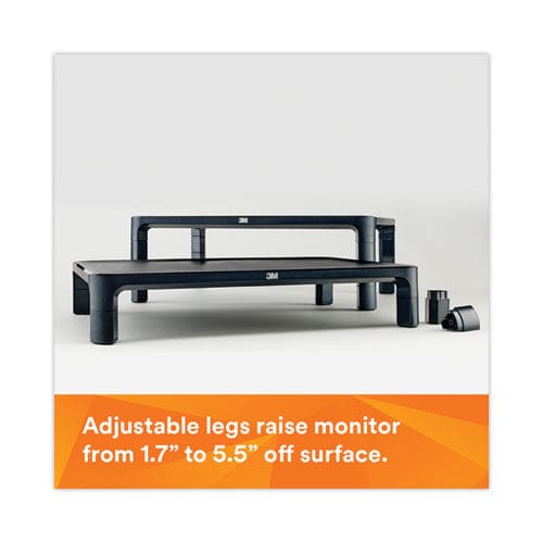 3M Adjustable Monitor Stand 16 X 12 X 1.75 To 5.5 Black Supports 20 Lbs - School Supplies - 3M™