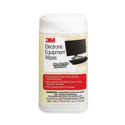 3M Electronic Equipment Cleaning Wipes 5.5 X 6.75 White 80/canister - School Supplies - 3M™