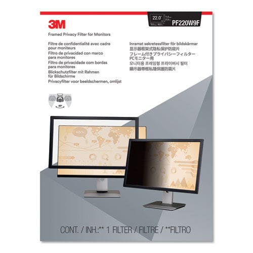 3M Framed Desktop Monitor Privacy Filter For 21.5 To 22 Widescreen Flat Panel Monitor 16:9 Aspect Ratio - Technology - 3M™