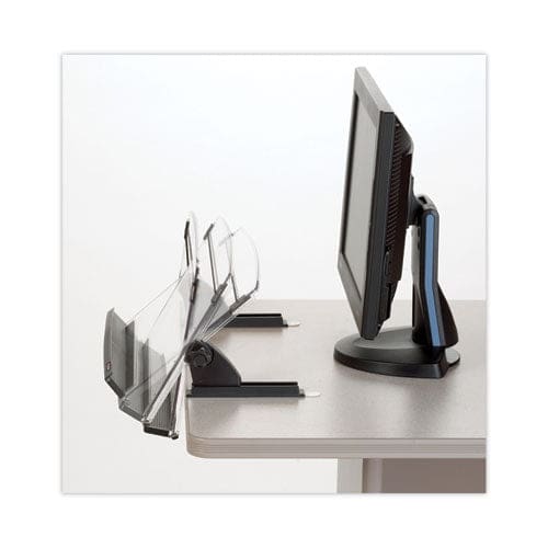 3M In-line Adjustable Desktop Copyholder,150 Sheet Capacity Plastic Black/clear - Office - 3M™