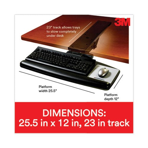 3M Sit/stand Easy Adjust Keyboard Tray Standard Platform 25.5w X 12d Black - Furniture - 3M™
