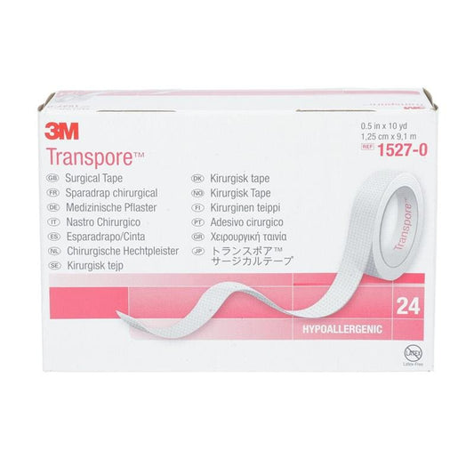 3M Transpore Tape 1/2In X 10Yd Box of 24 - Wound Care >> Basic Wound Care >> Tapes - 3M