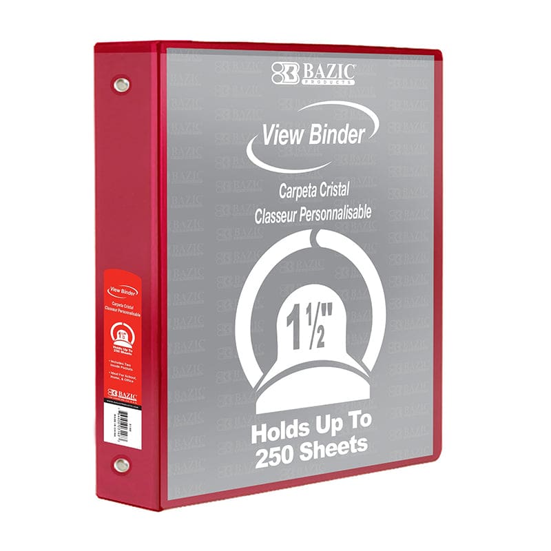 3Ring Binder with 2 Pockets 1.5In Red (Pack of 8) - Folders - Bazic Products