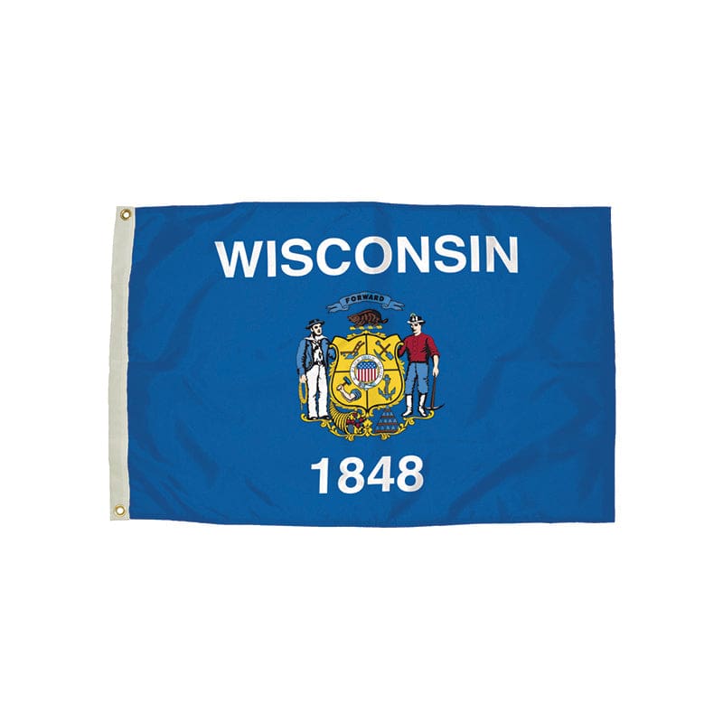 3X5 Nylon Wisconsin Flag Heading & Grommets - Flags - Independence Flag