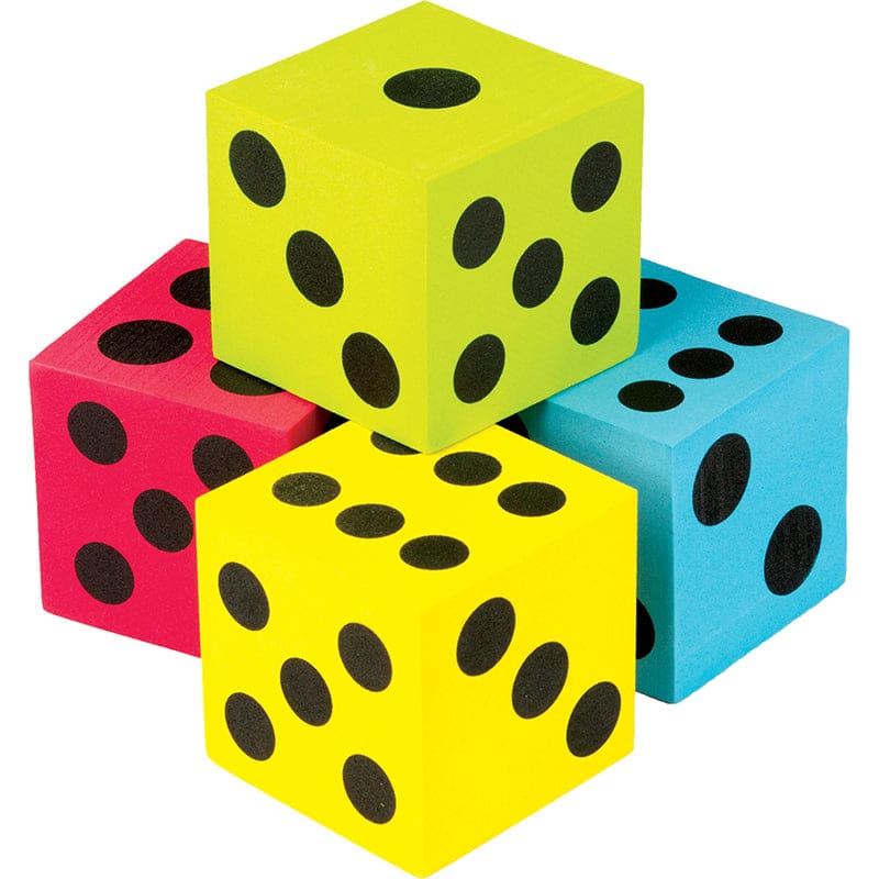 4 Pack Foam Colorful Jumbo Dice (Pack of 6) - Dice - Teacher Created Resources