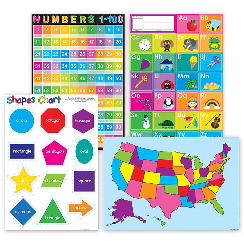 4 Pk Smart Poly Charts Primary (Pack of 3) - Classroom Theme - Ashley Productions