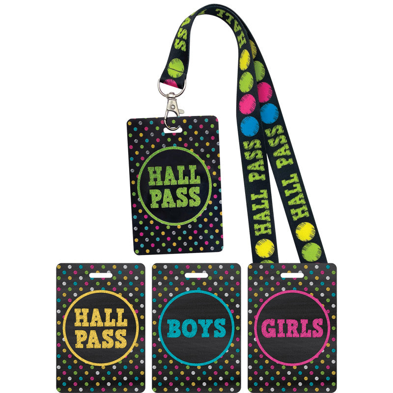 Chalkboard Brights Hall Pass Lanyards (Pack of 6)