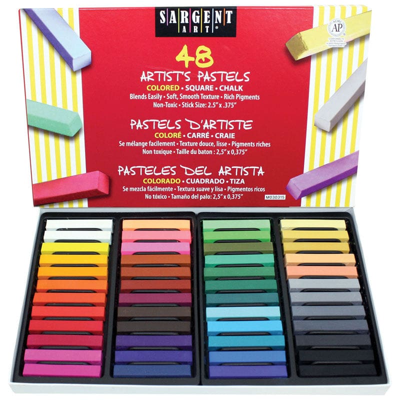 48Ct Assorted Color Artists Chalk Pastels Lift Lid Box - Pastels - Sargent Art Inc.
