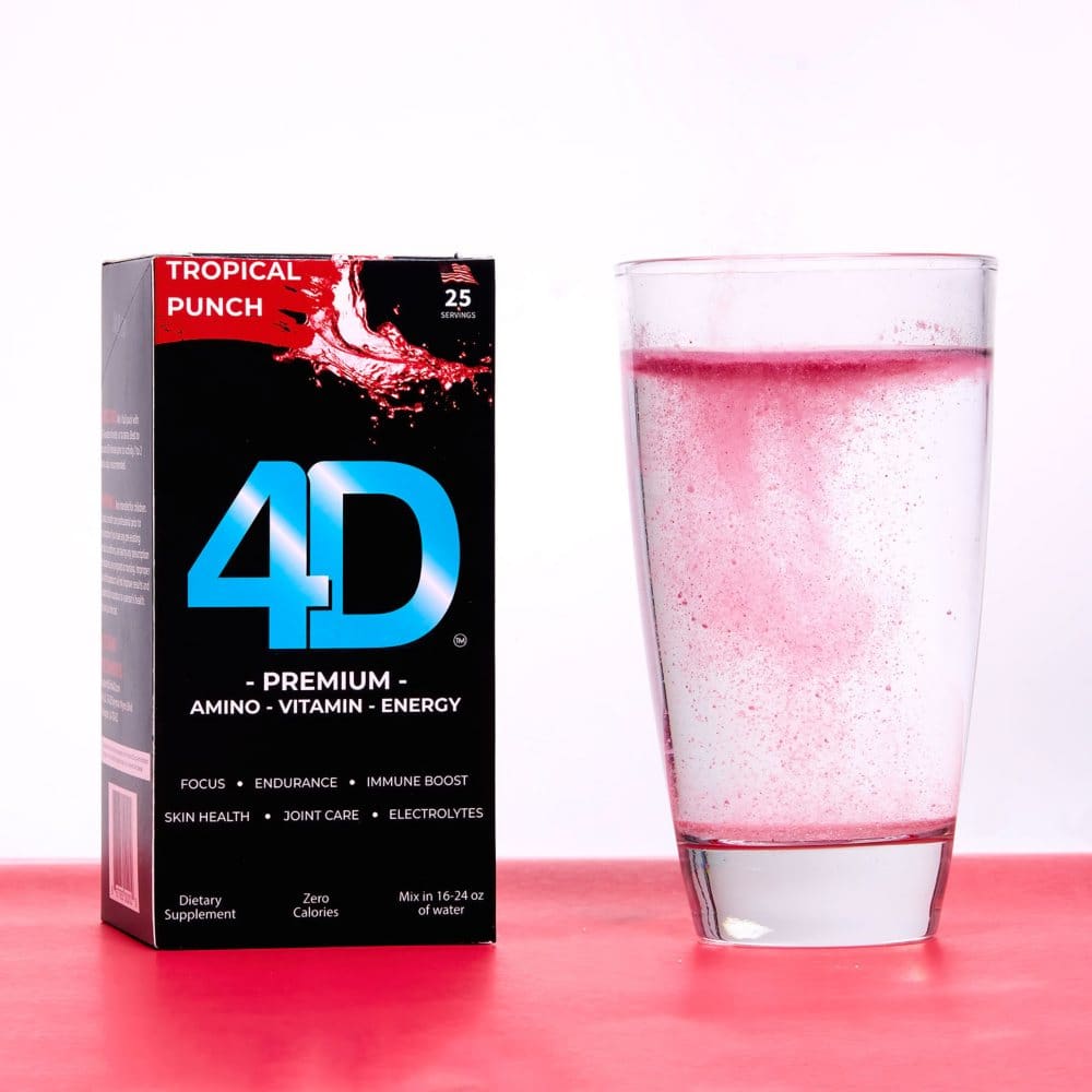 4D Clean Energy Premium Dietary Supplement Tropical Fruit Punch (25 ct.) - Diet Nutrition & Protein - 4D Clean