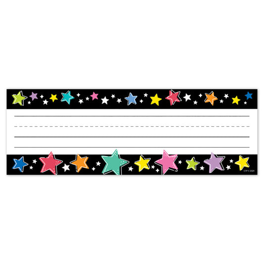Colorful Stars On Black Name Plates Star Bright (Pack of 8)