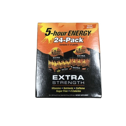 5- hour Energy Extra Strength, Peach Mango, 1.93 oz., 24-Pack - ShelHealth.Com