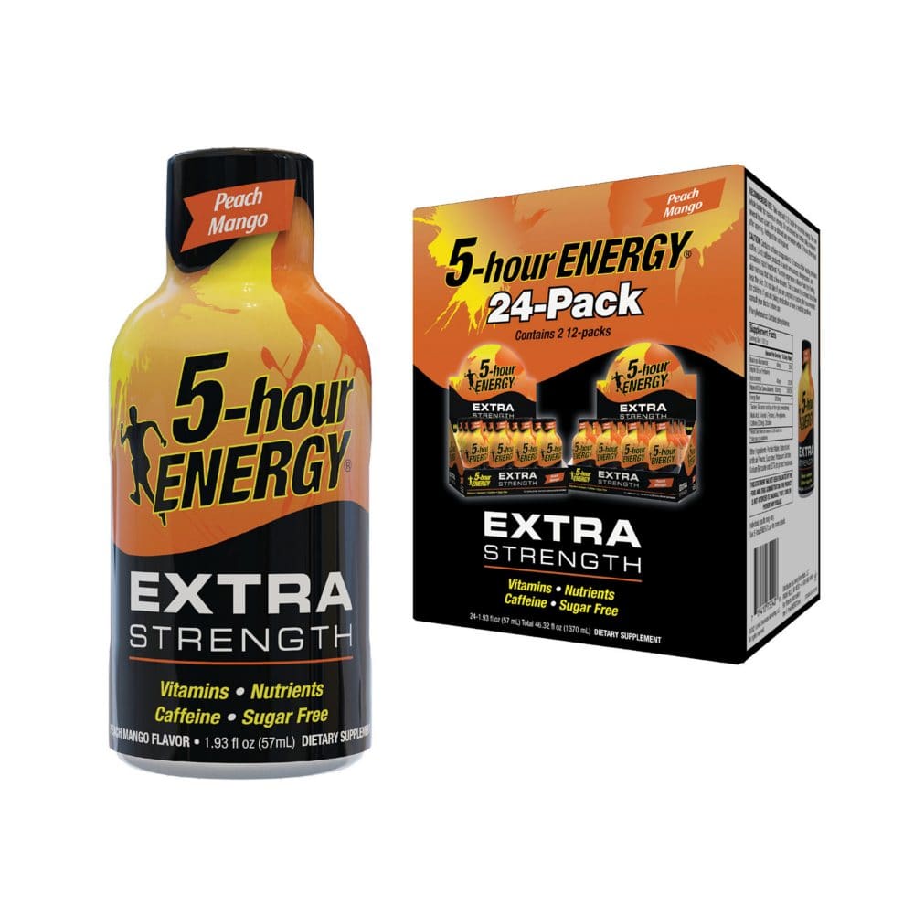 5-hour ENERGY Shot Extra Strength Peach Mango (1.93 oz. 24 ct.) - Energy Drinks - 5-hour ENERGY