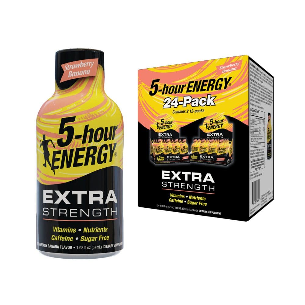 5-hour ENERGY Shot Extra Strength Strawberry Banana (1.93 oz. 24 ct.) - Energy Drinks - 5-hour ENERGY
