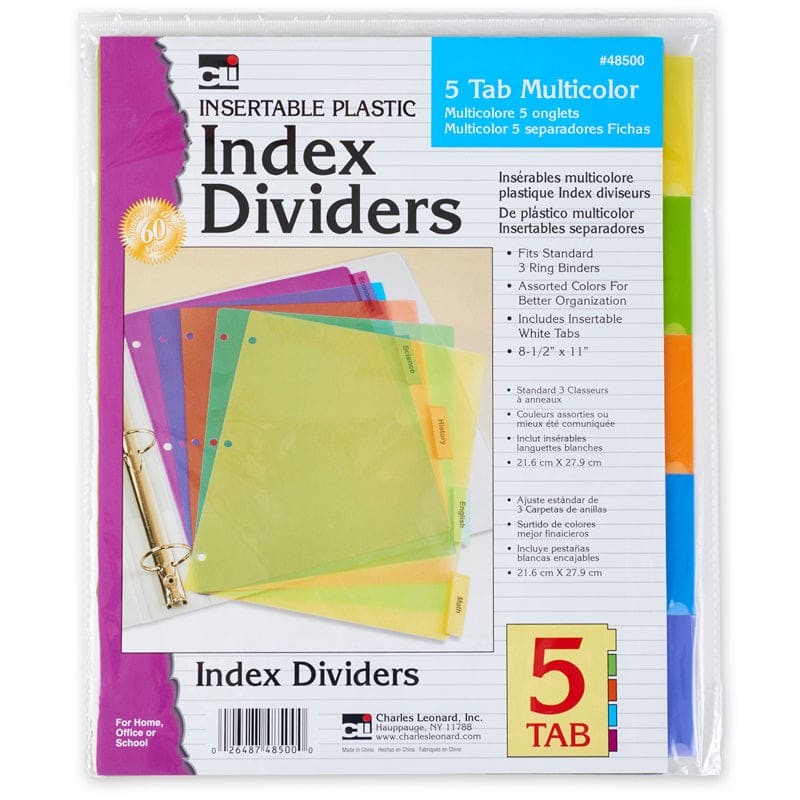5 Tab Index Dividers (Pack of 12) - Dividers - Charles Leonard