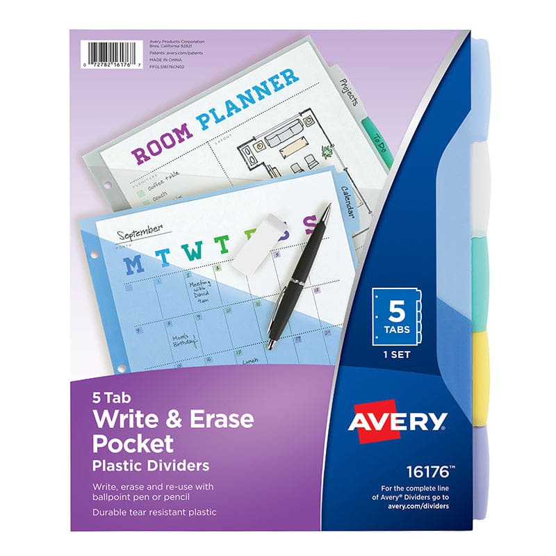 5 Tab Transluce Dividers with Pockets Write On (Pack of 8) - Dividers - Avery Products Corp