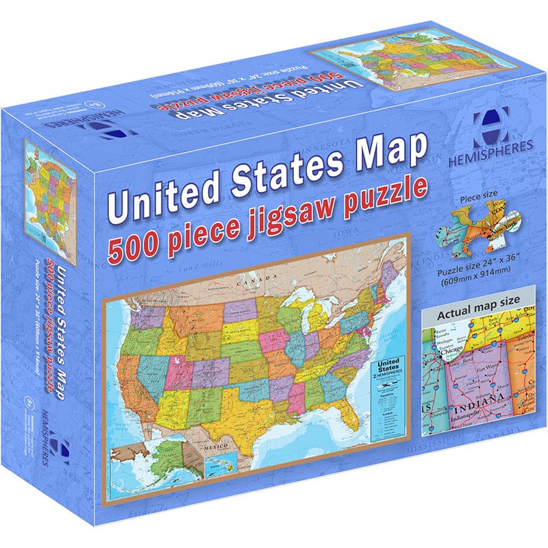 500 Piece Usa Puzzle (Pack of 2) - Puzzles - Round World Products