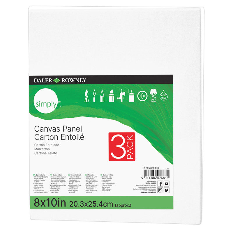 Canvas Panels Set 8X10In 3/Pk White (Pack of 12)
