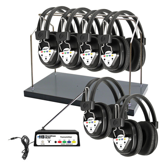 Wireless 6 Person Listening Center with Transmitter Wireless Headphones