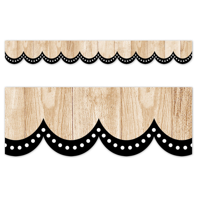 Dotted Scallops On Wood Border (Pack of 8)