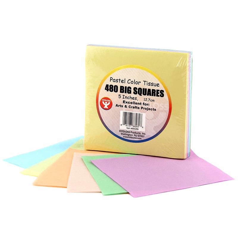 5In Tissue Squares Pastel 480 Pcs. (Pack of 6) - Tissue Paper - Hygloss Products Inc.