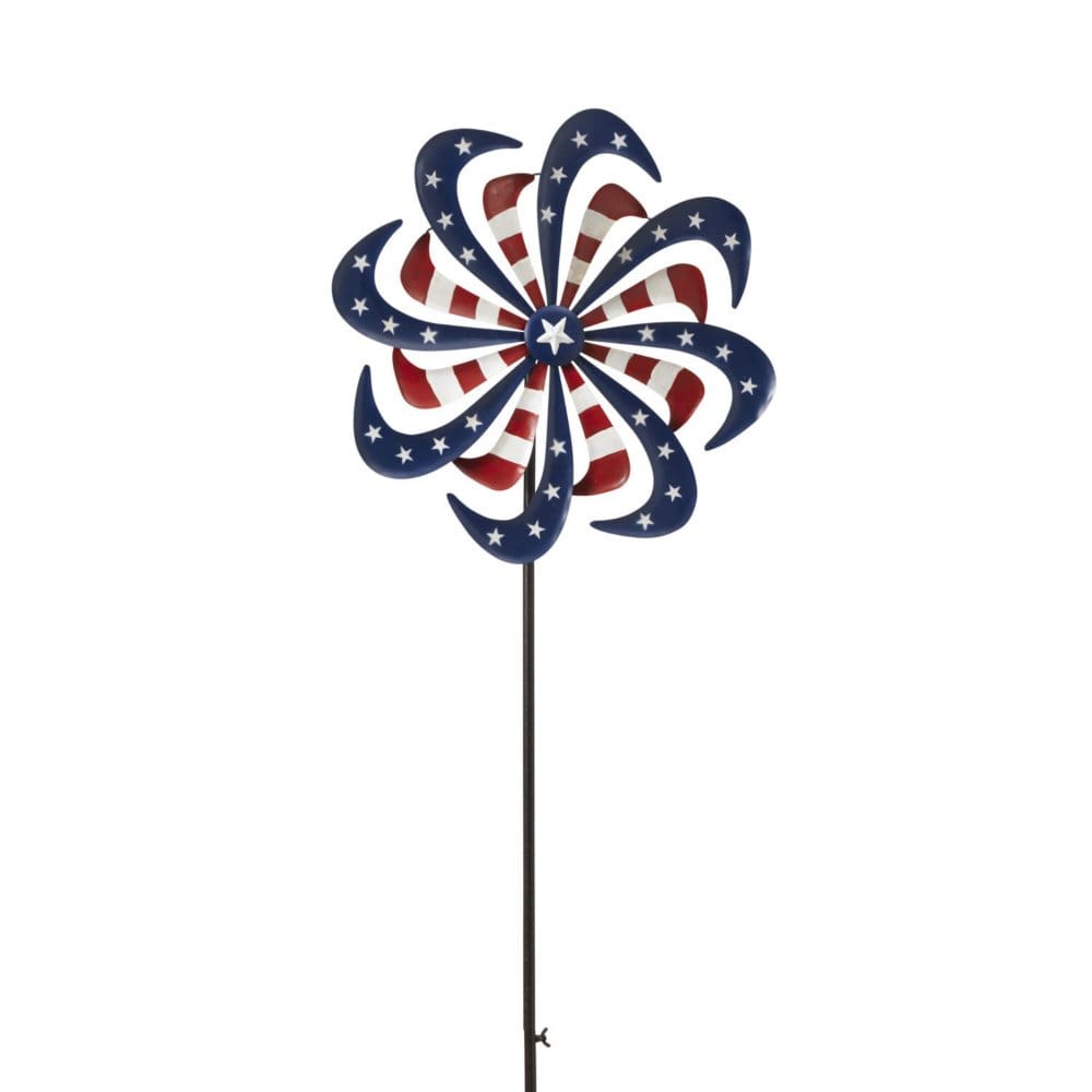 63 Metal Americana Wind Spinner Yard Stake - Outdoor Decorative Accents - Unknown