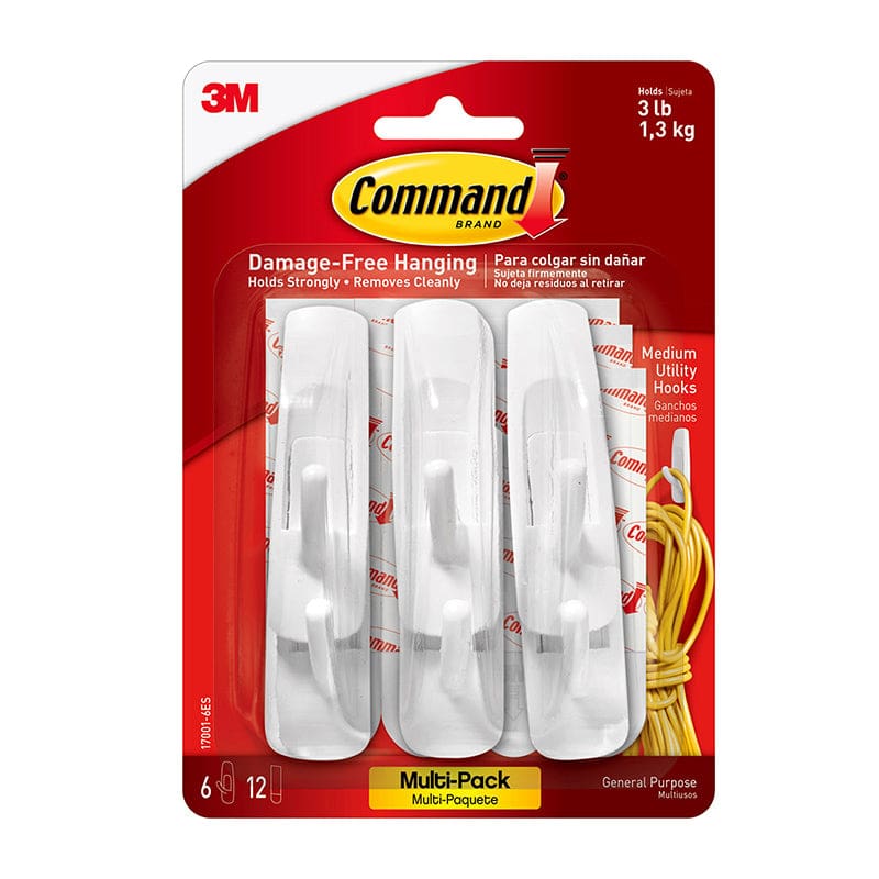6Ct Command Adhesive Mounting Hooks (Pack of 3) - Adhesives - 3M Company