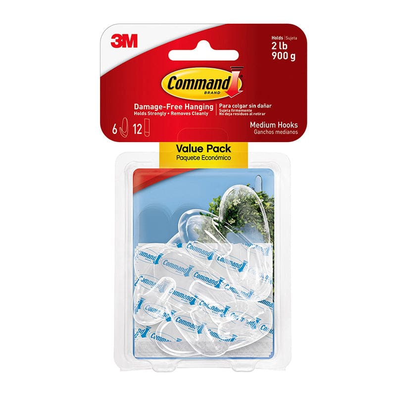 6Ct Med Clr Command Mounting Hooks (Pack of 2) - Adhesives - 3M Company
