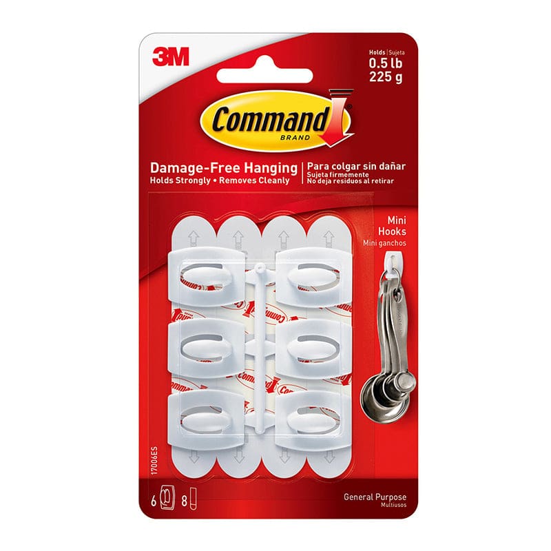 6Ct Mini Hooks White (Pack of 10) - Adhesives - 3M Company