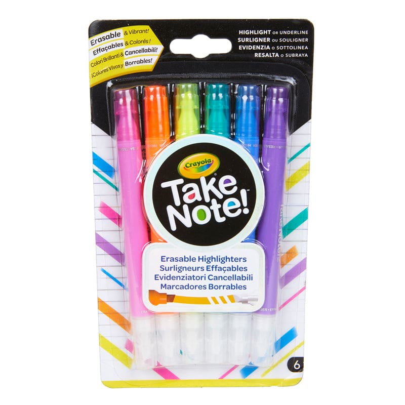 6Ct Take Note Erasable Highlighters (Pack of 8) - Highlighters - Crayola LLC