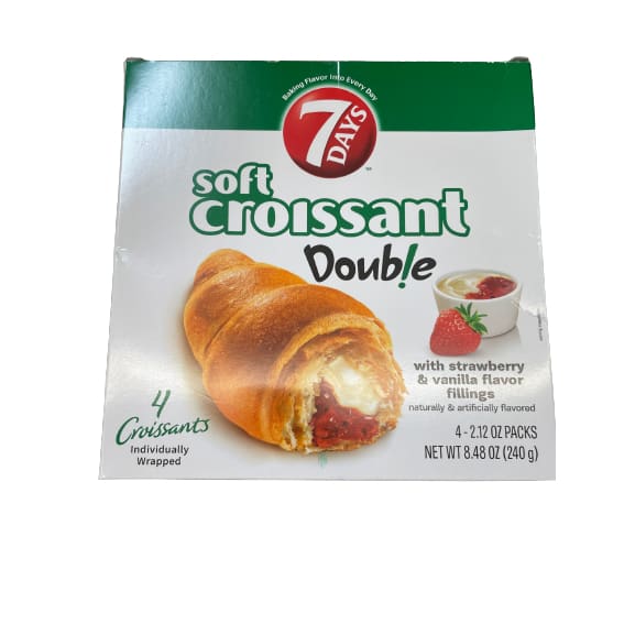 7 Days soft croissant Double with strawberry & vanilla flavor filling 8.48 oz. - 7 Days